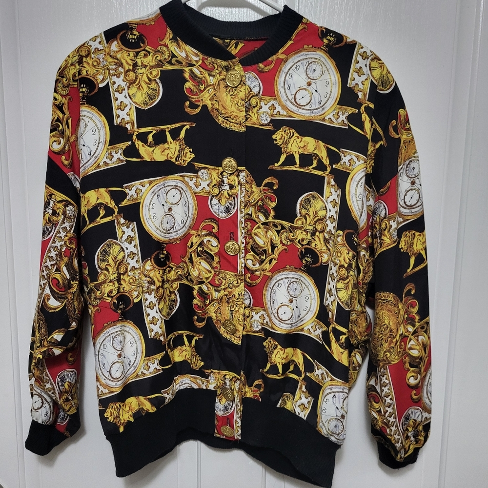 Craig Clothing Company Versace Inspired Baroque Print Jacket Lightweight S